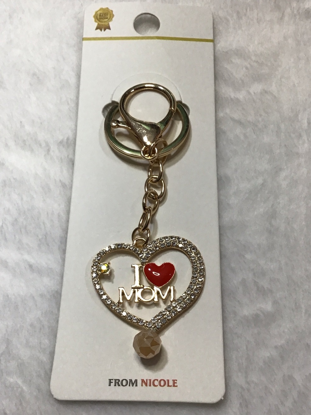 Nicole Gold-Tone Heart Keychain with Red Heart Accent